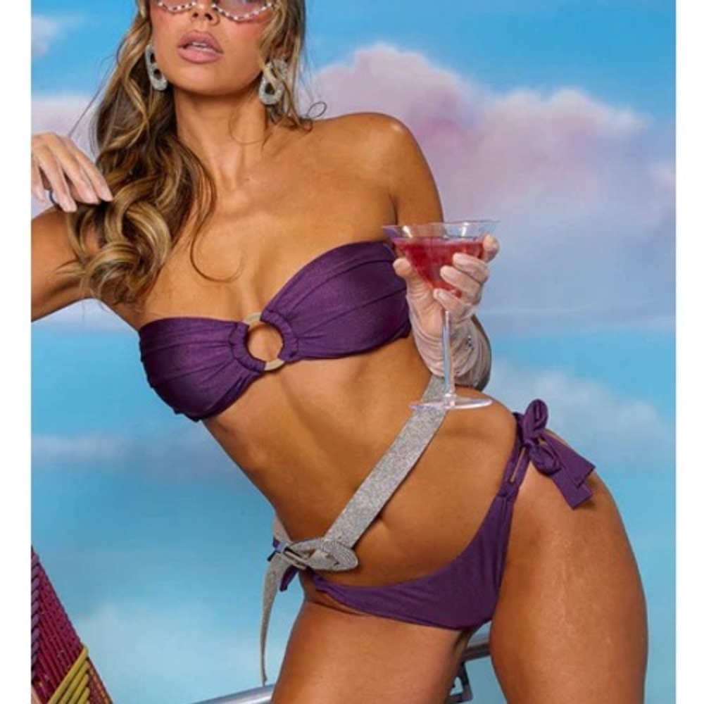 Kulani Kinis Women's Sugar Plum Cheeky Bow Tie Side‎ Bikini Bottom Size XXL NWT
